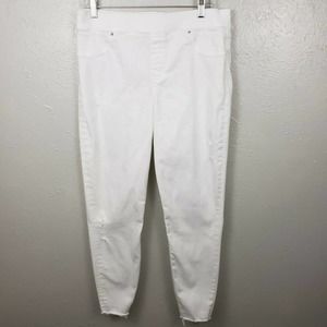 SPANX XL White High Rise Skinny Distressed Jeans